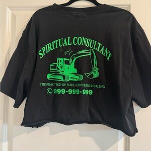 Weekday Black Tee with Green Spiritual Design